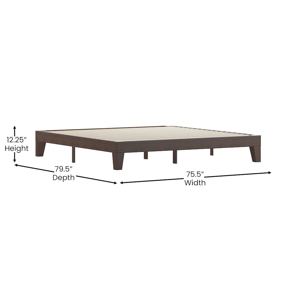 Wood King Platform Bed with Wooden Support Slats, No Box Spring Required. Picture 5