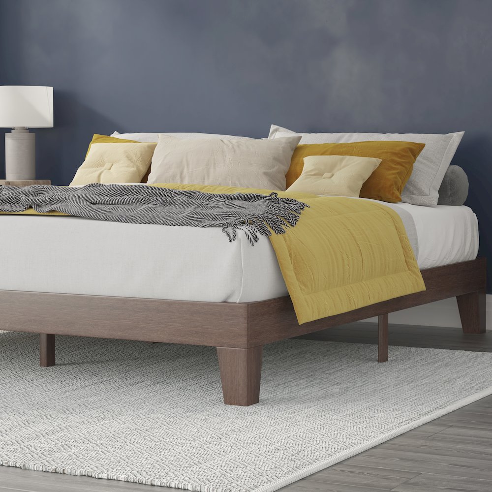 Wood King Platform Bed with Wooden Support Slats, No Box Spring Required. Picture 6