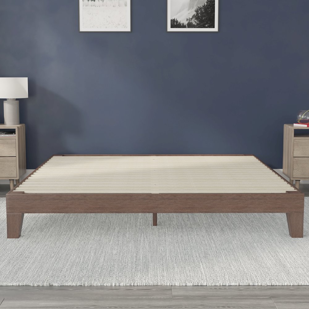 Wood King Platform Bed with Wooden Support Slats, No Box Spring Required. Picture 7