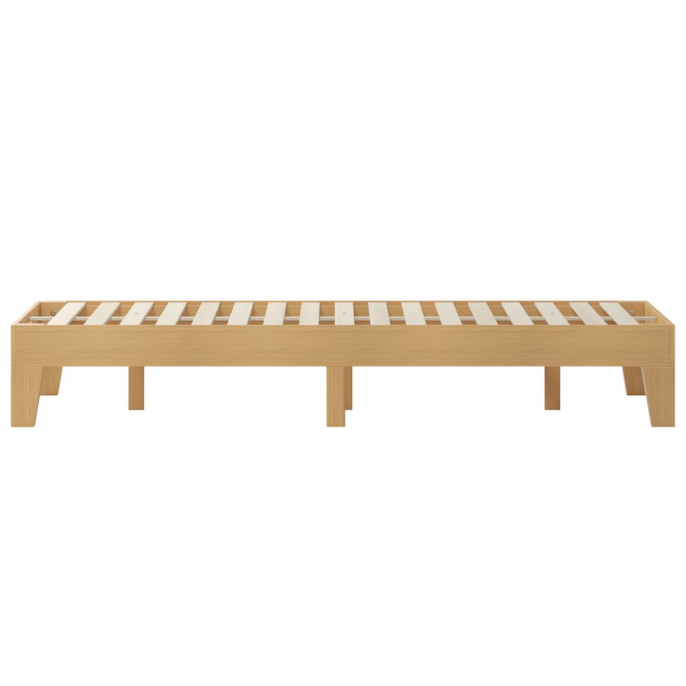 Natural Pine Finish Wood Queen Platform Bed with Wooden Support Slats. Picture 9