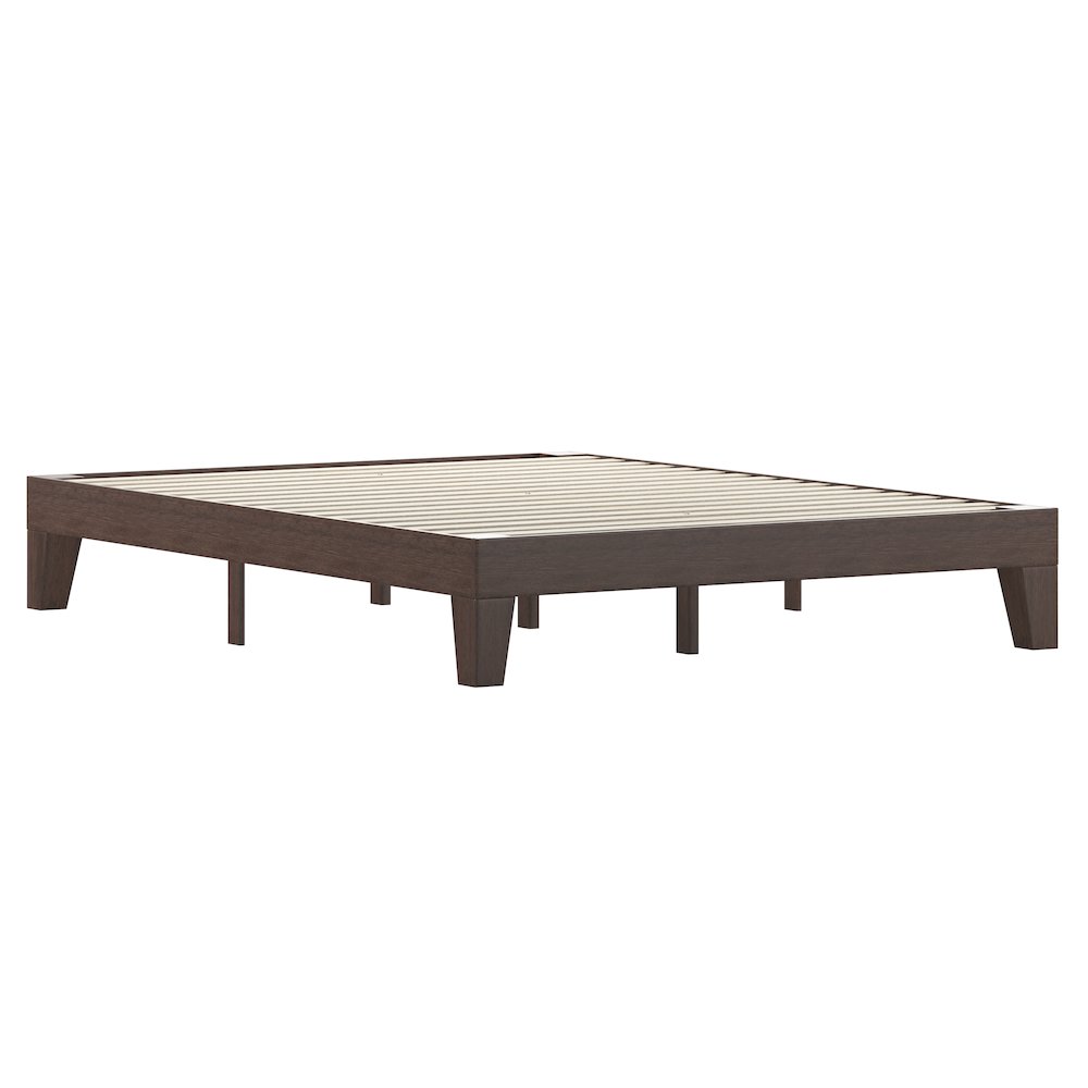 Wood Queen Platform Bed with Wooden Support Slats, No Box Spring Required. Picture 1
