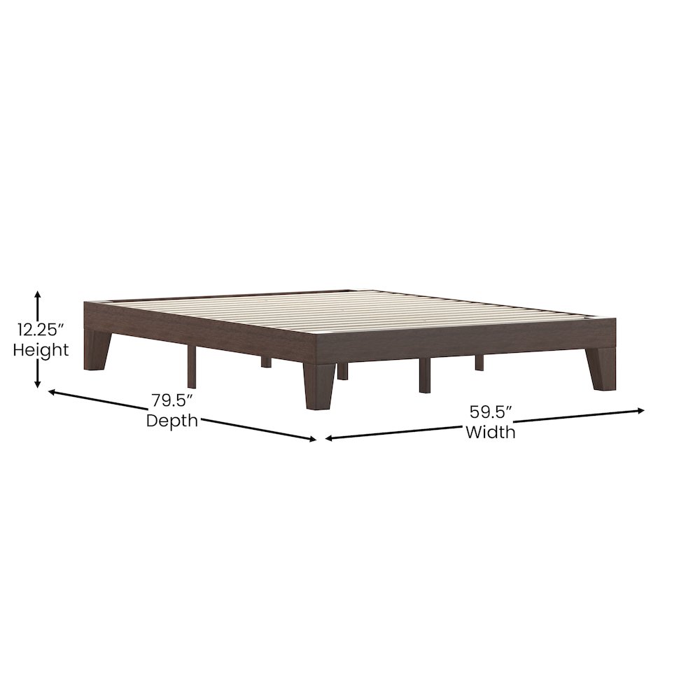 Wood Queen Platform Bed with Wooden Support Slats, No Box Spring Required. Picture 5