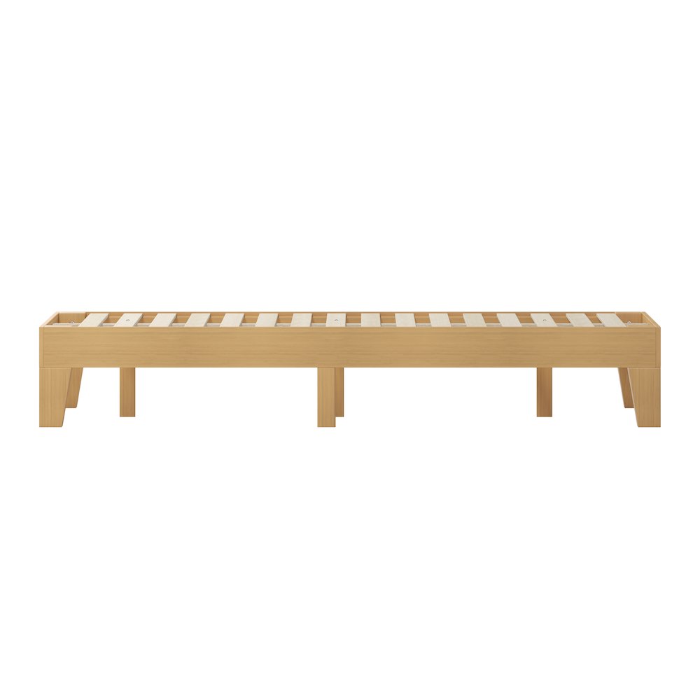 Natural Pine Finish Wood Twin Platform Bed with Wooden Support Slats. Picture 9