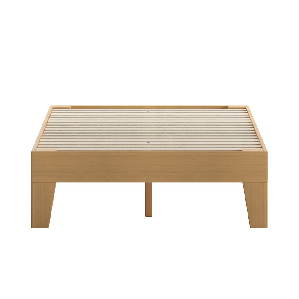 Natural Pine Finish Wood Twin Platform Bed with Wooden Support Slats. Picture 10