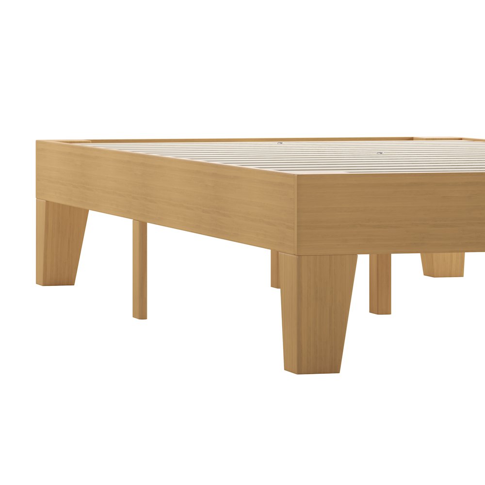 Natural Pine Finish Wood Twin Platform Bed with Wooden Support Slats. Picture 8