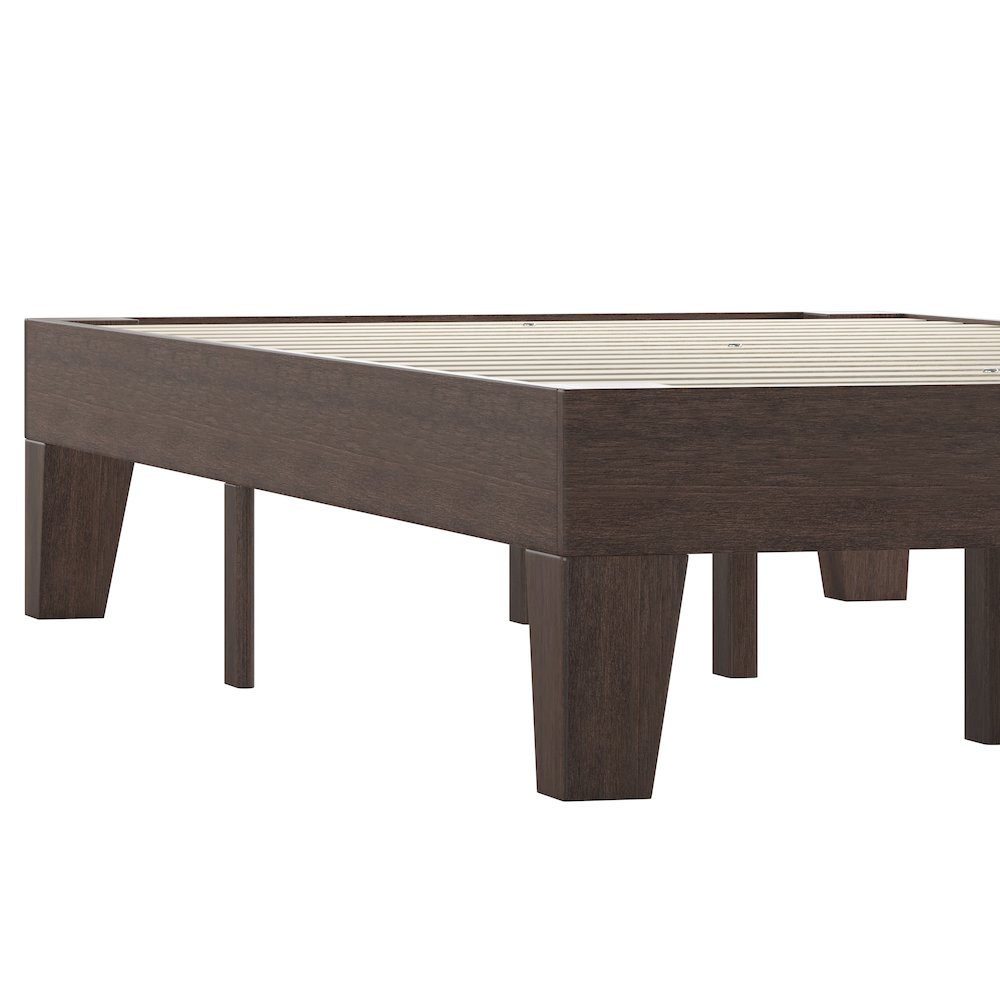 Wood Twin Platform Bed with Wooden Support Slats, No Box Spring Required. Picture 8