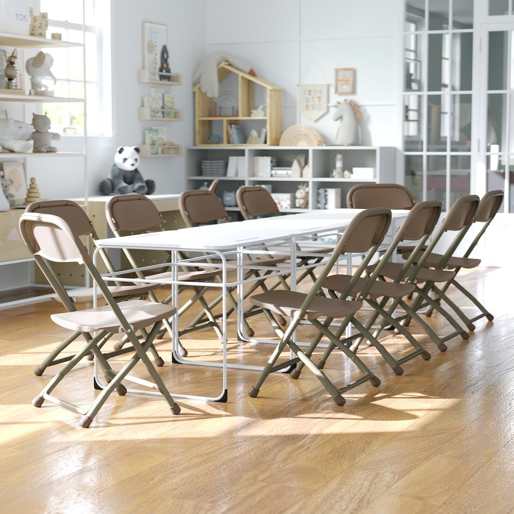 2 Pk. Kids Brown Plastic Folding Chair. Picture 7