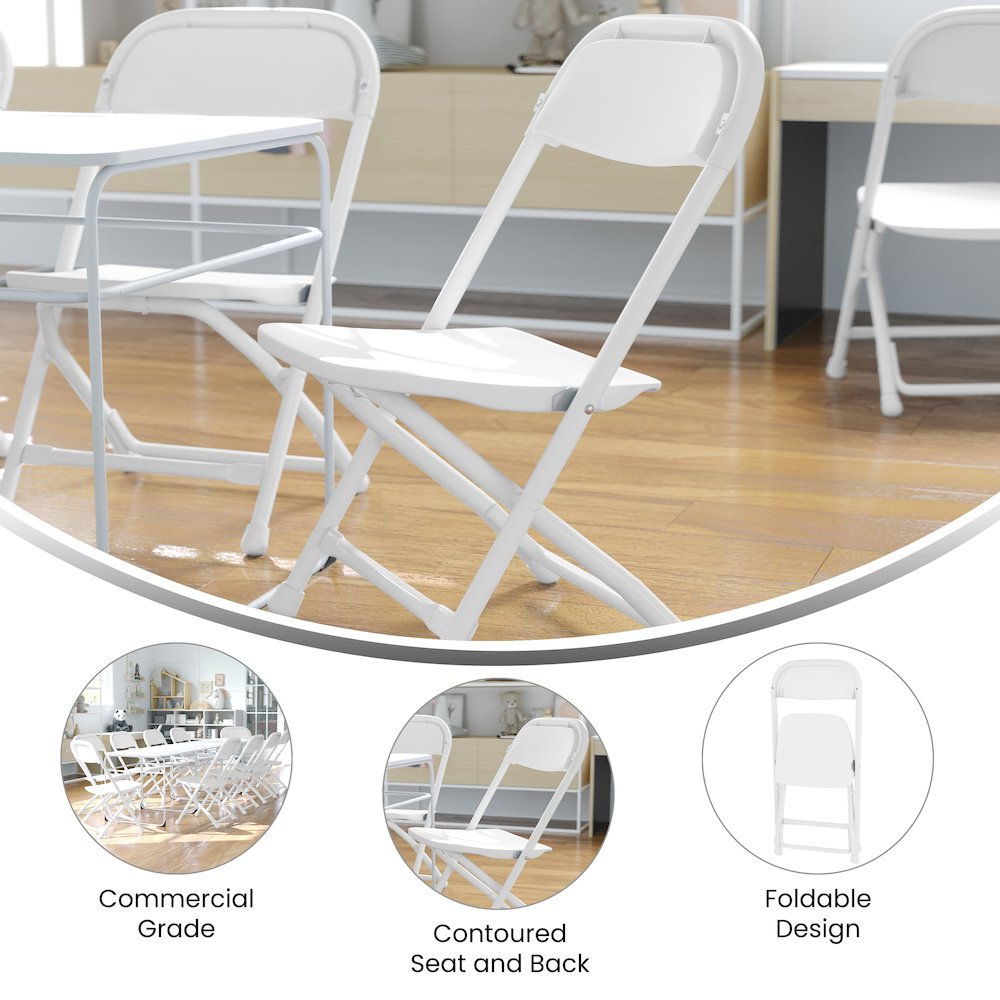 2 Pk. Kids White Plastic Folding Chair. Picture 5