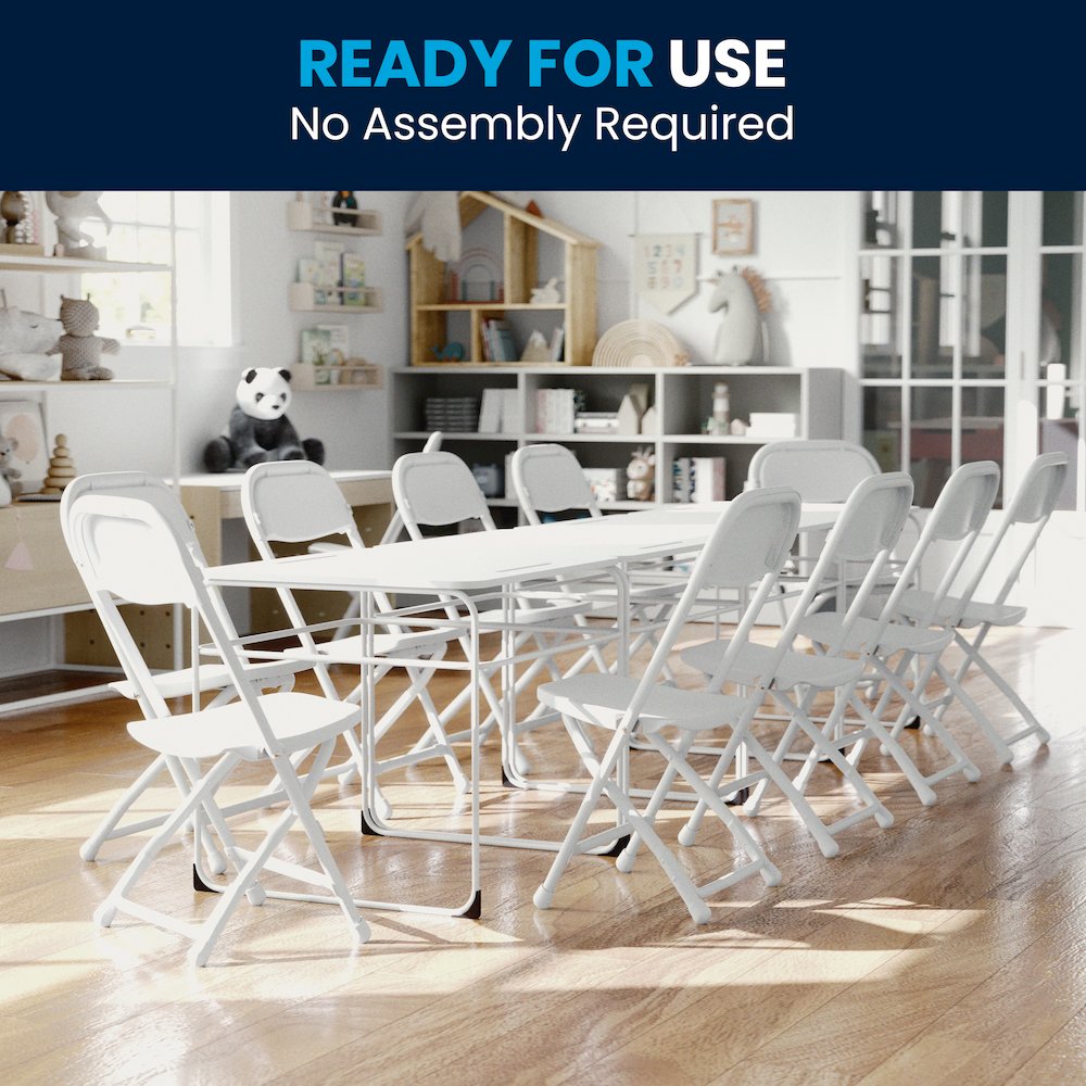 2 Pk. Kids White Plastic Folding Chair. Picture 2