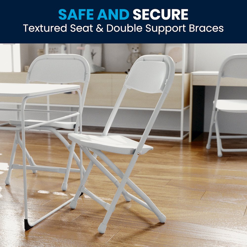 2 Pk. Kids White Plastic Folding Chair. Picture 9