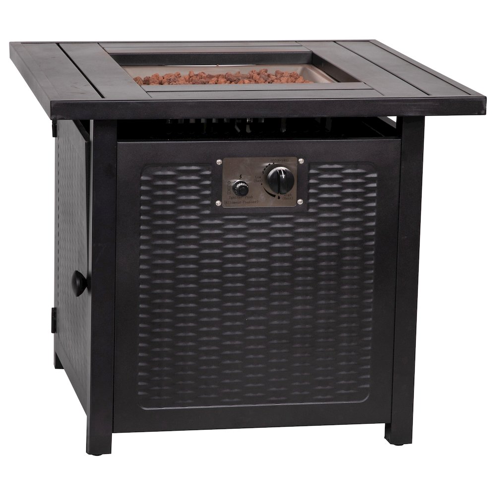28" Propane Gas Fire Pit Table with Stainless Steel Tabletop - Black. Picture 1