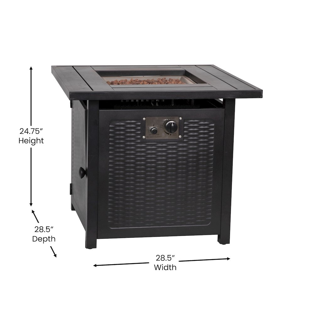 28" Propane Gas Fire Pit Table with Stainless Steel Tabletop - Black. Picture 5