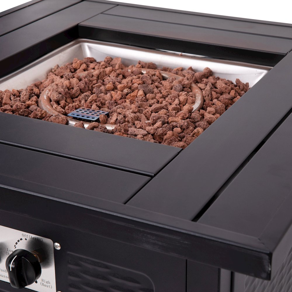 28" Propane Gas Fire Pit Table with Stainless Steel Tabletop - Black. Picture 8