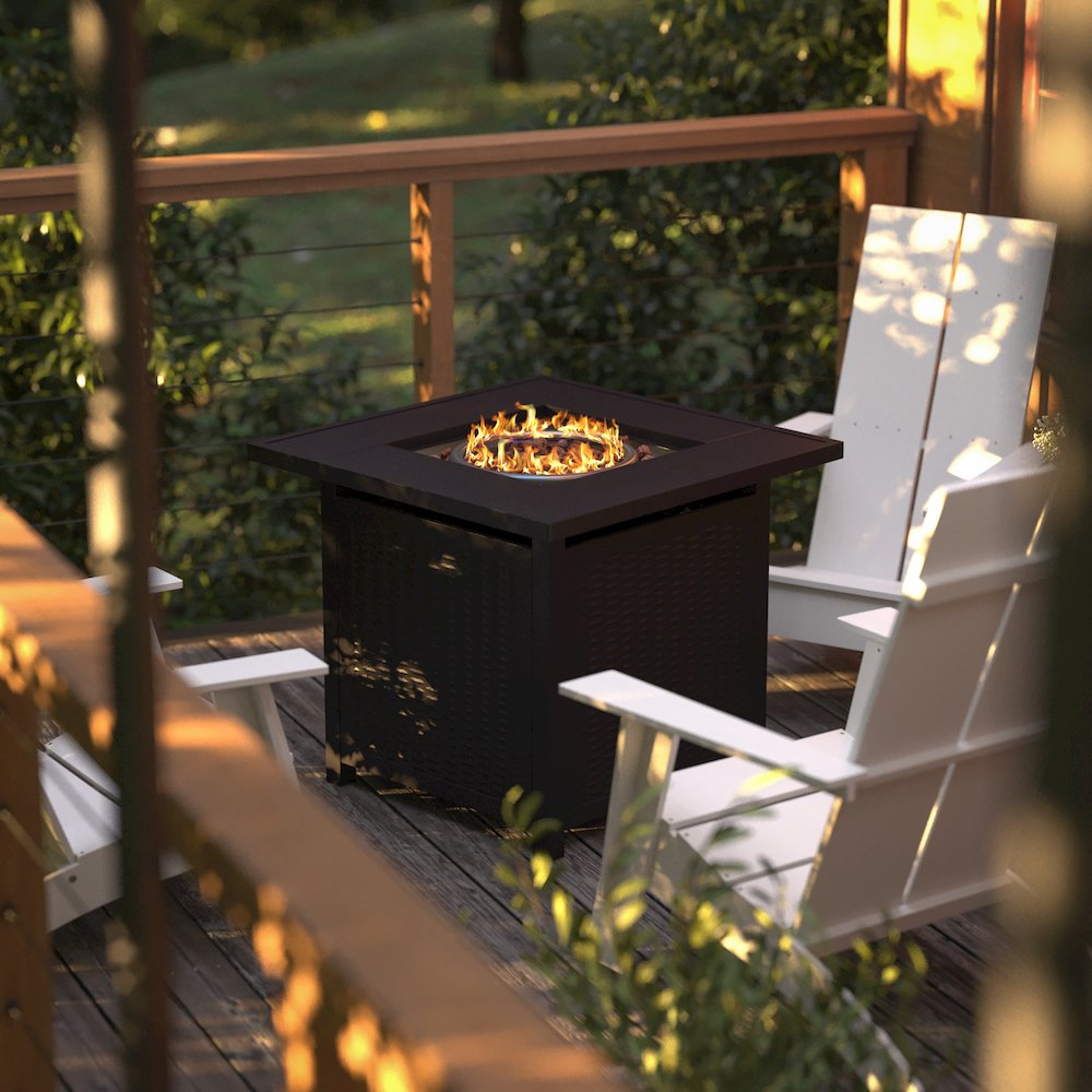 28" Propane Gas Fire Pit Table with Stainless Steel Tabletop - Black. Picture 6