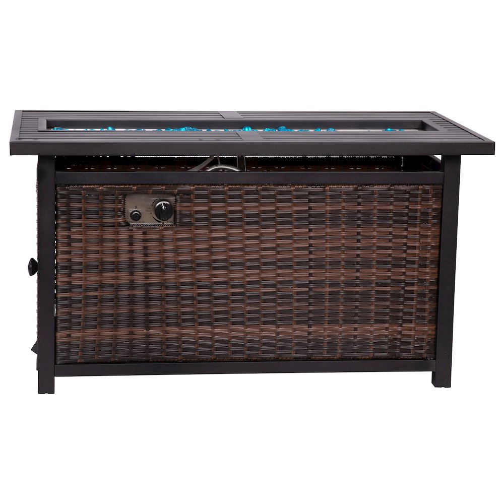 45"x 25" Propane Gas Fire Pit Table with Stainless Steel Tabletop-Espresso/Black. Picture 1