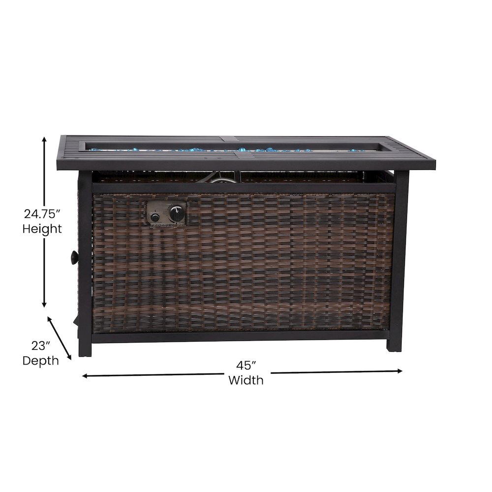 45"x 25" Propane Gas Fire Pit Table with Stainless Steel Tabletop-Espresso/Black. Picture 5