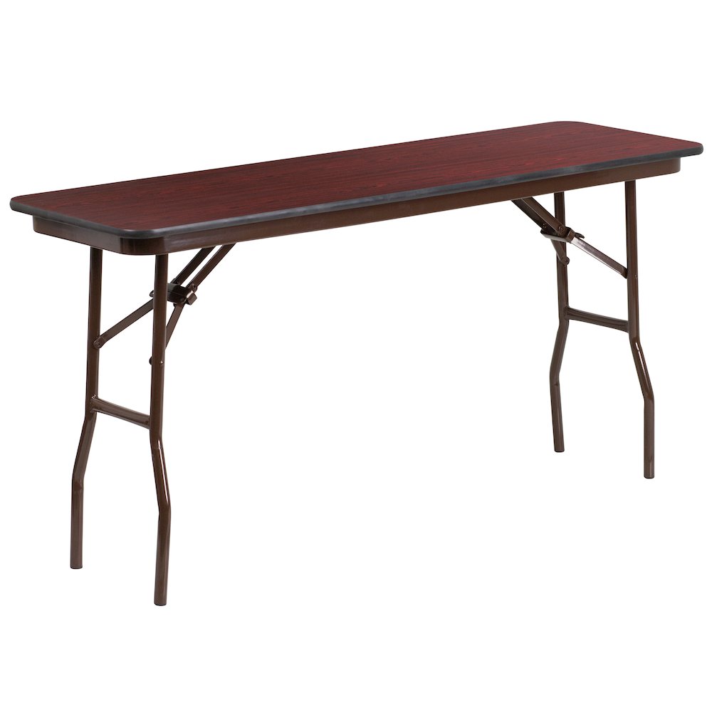 5-Foot Mahogany Melamine Laminate Folding Training Table. Picture 1