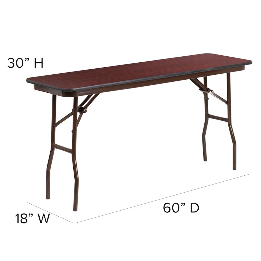 5-Foot Mahogany Melamine Laminate Folding Training Table. Picture 6