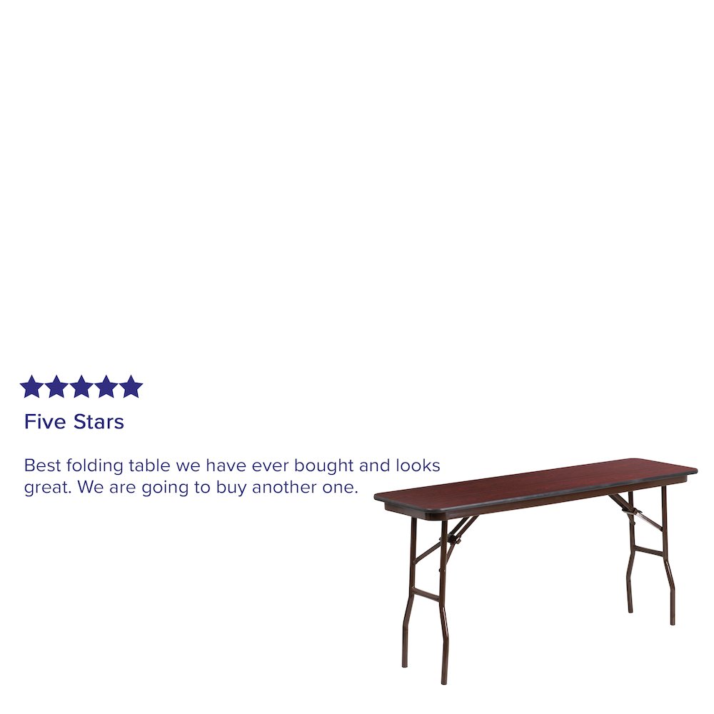 5-Foot Mahogany Melamine Laminate Folding Training Table. Picture 4