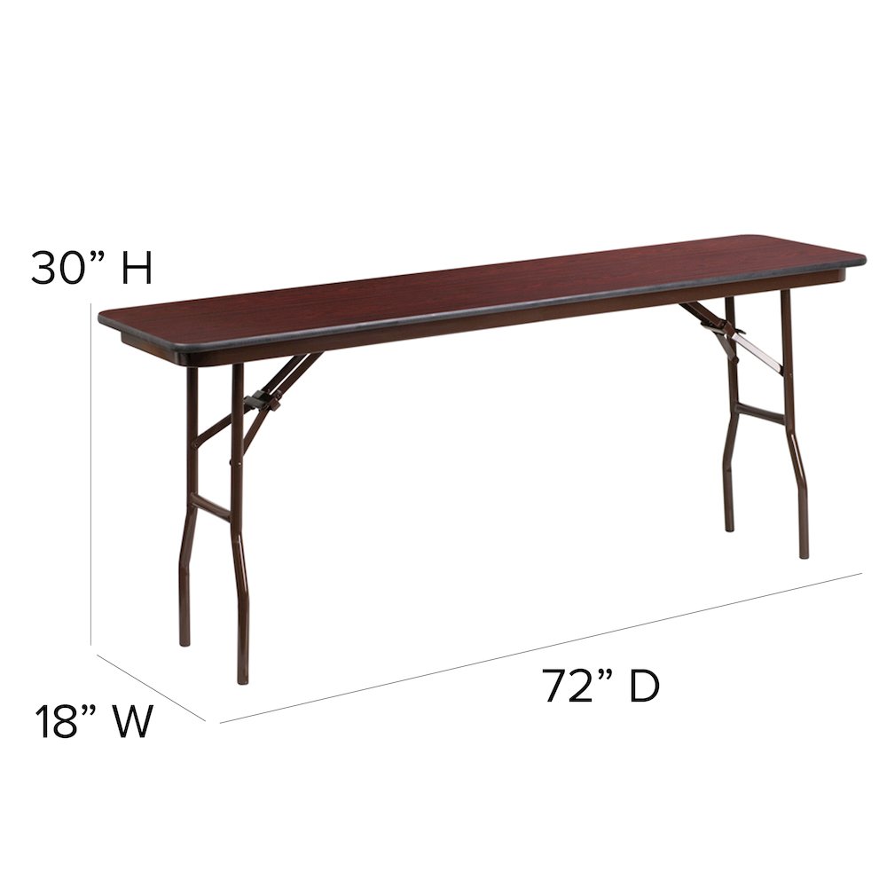 6-Foot Mahogany Melamine Laminate Folding Training Table. Picture 6