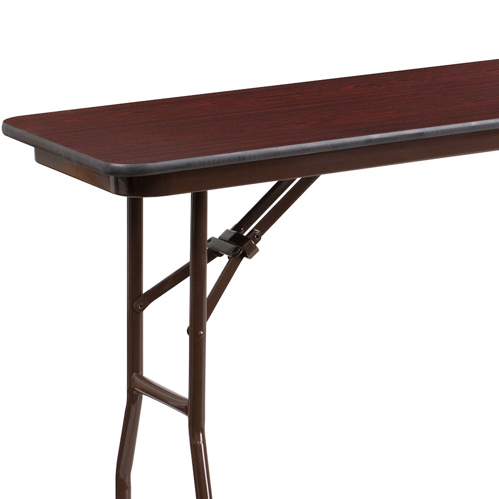 6-Foot Mahogany Melamine Laminate Folding Training Table. Picture 4