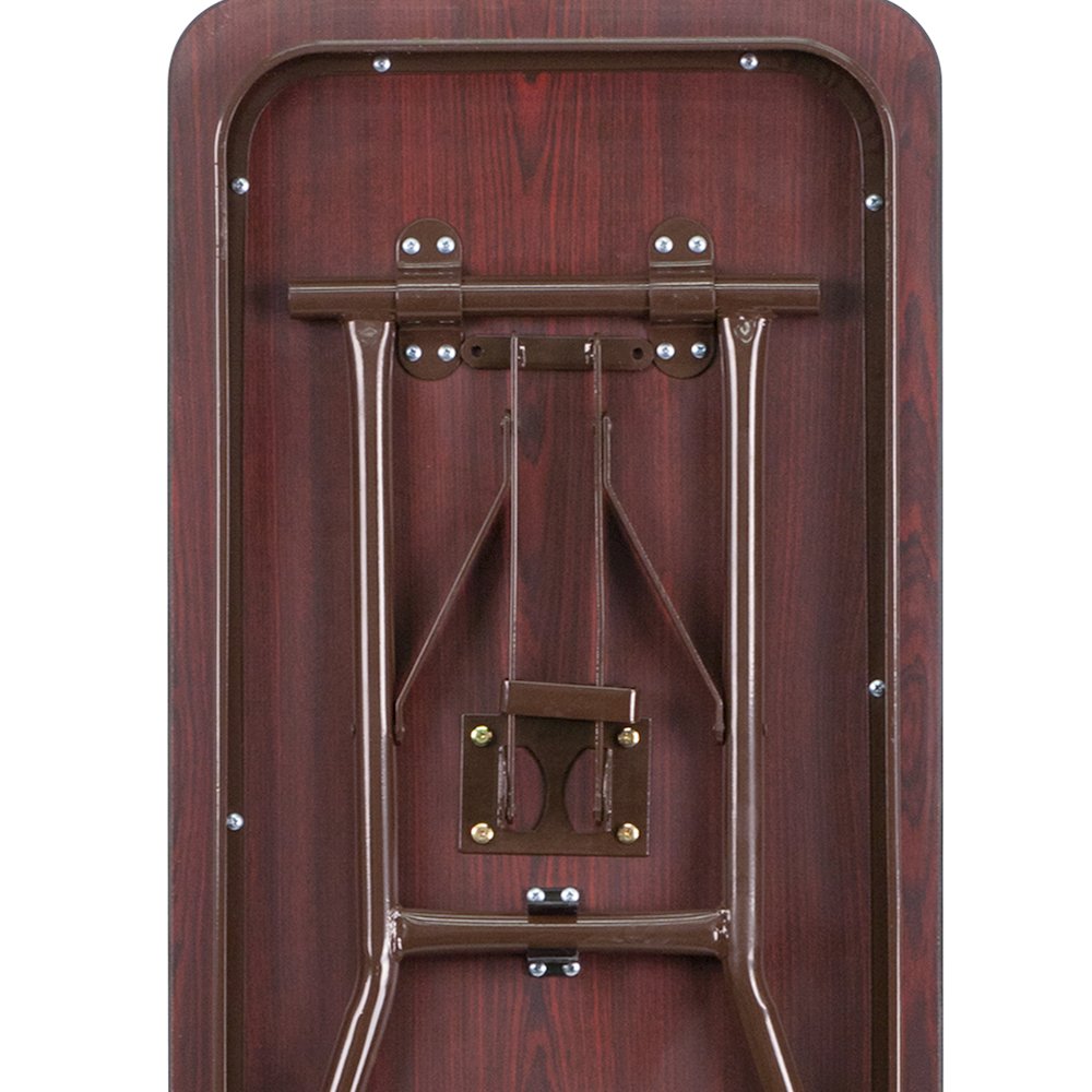 6-Foot Mahogany Melamine Laminate Folding Training Table. Picture 5