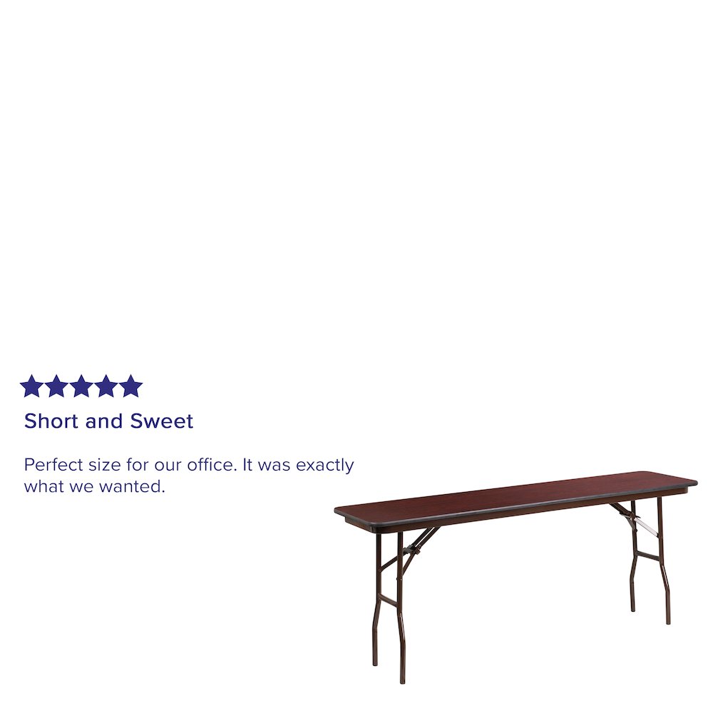 6-Foot Mahogany Melamine Laminate Folding Training Table. Picture 6