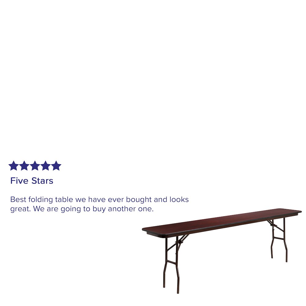 8-Foot High Pressure Mahogany Laminate Folding Training Table. Picture 4