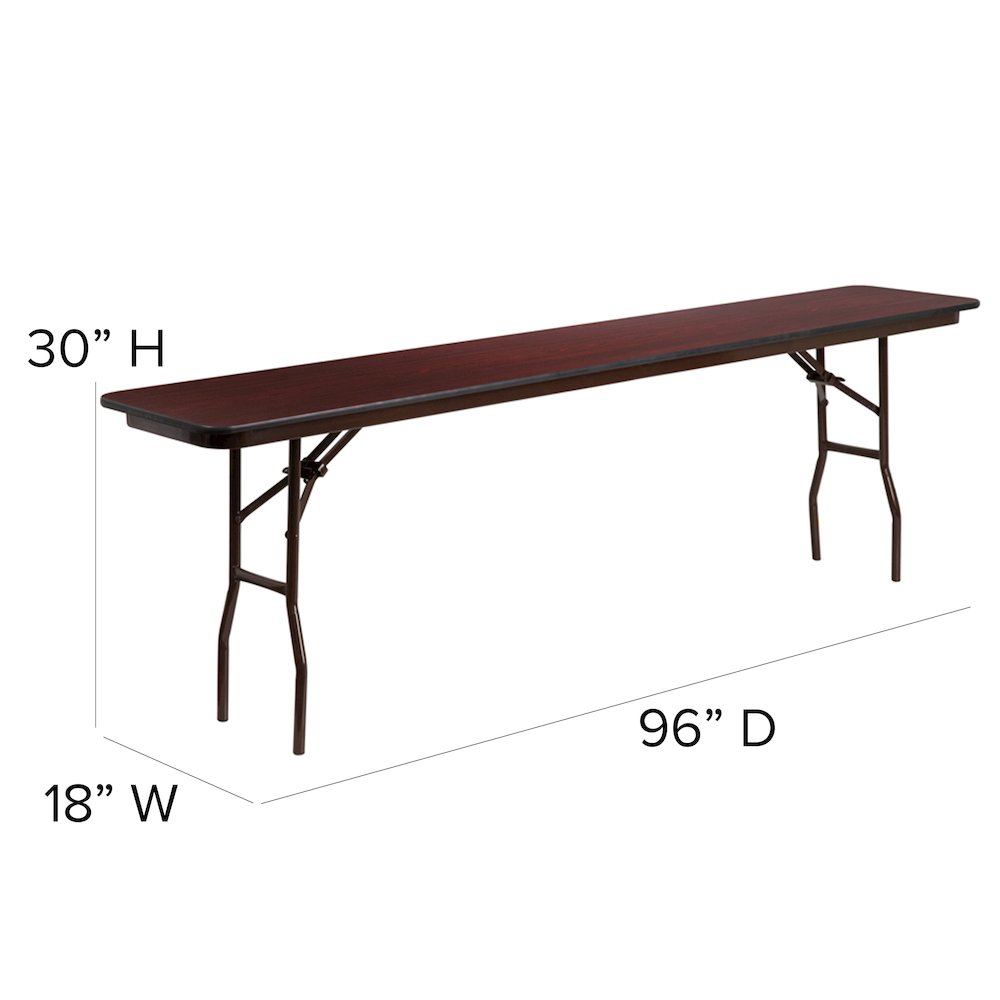 8-Foot Mahogany Melamine Laminate Folding Training Table. Picture 5