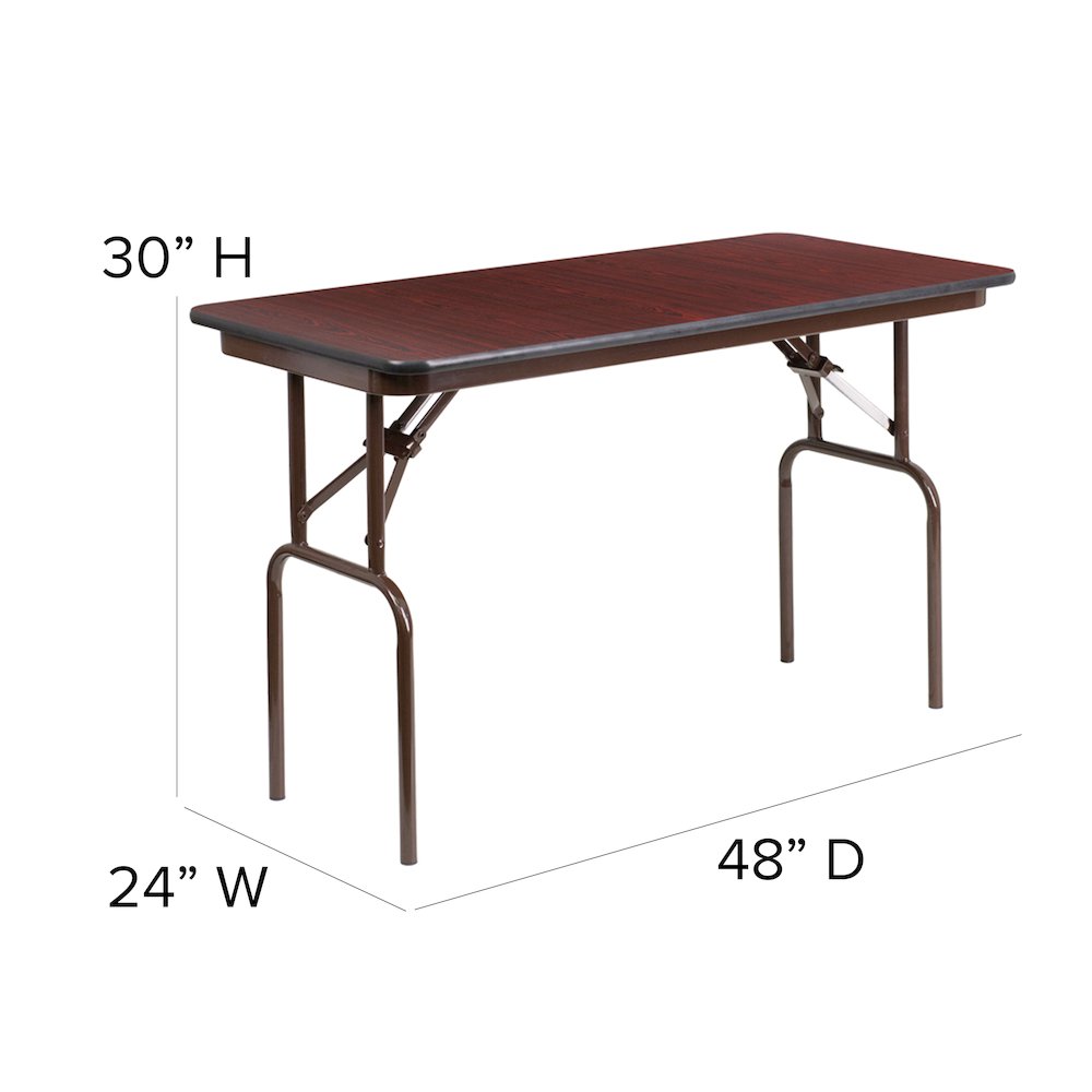 4-Foot Mahogany Melamine Laminate Folding Banquet Table. Picture 6