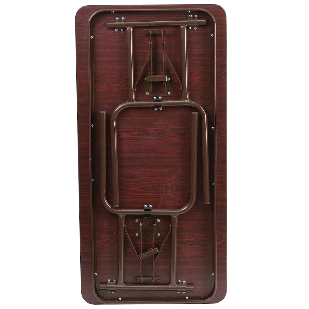 4-Foot Mahogany Melamine Laminate Folding Banquet Table. Picture 2
