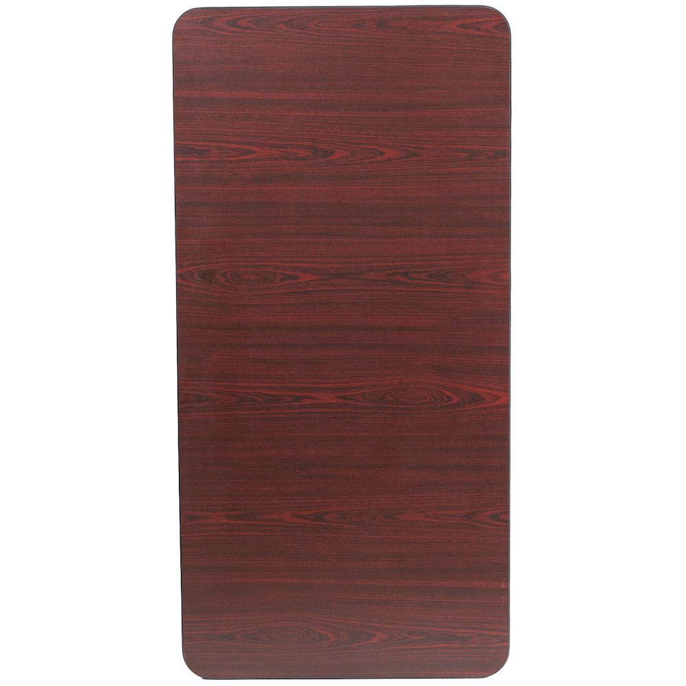 4-Foot Mahogany Melamine Laminate Folding Banquet Table. Picture 3