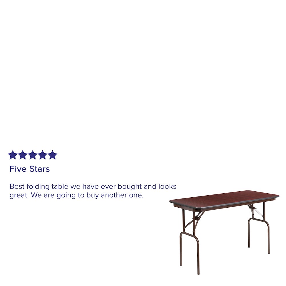 4-Foot Mahogany Melamine Laminate Folding Banquet Table. Picture 4