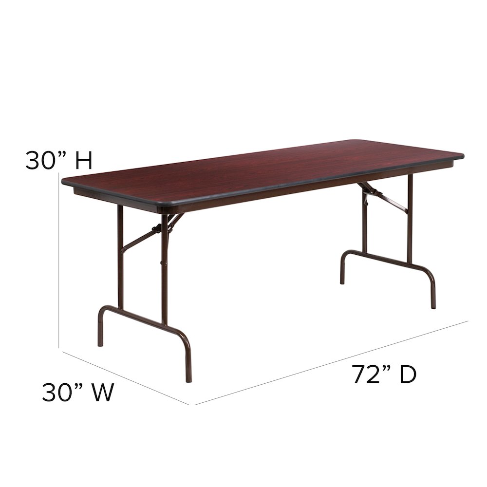 6-Foot High Pressure Mahogany Laminate Folding Banquet Table. Picture 5