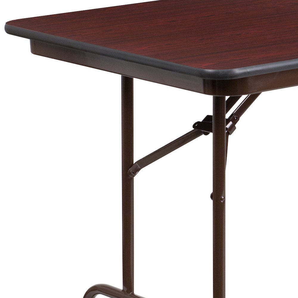 6-Foot High Pressure Mahogany Laminate Folding Banquet Table. Picture 6