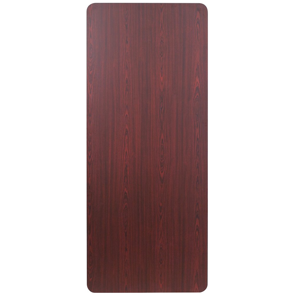 6-Foot Mahogany Melamine Laminate Folding Banquet Table. Picture 7