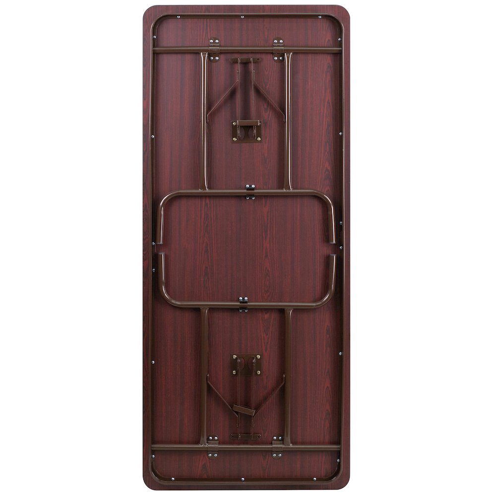 6-Foot Mahogany Melamine Laminate Folding Banquet Table. Picture 8