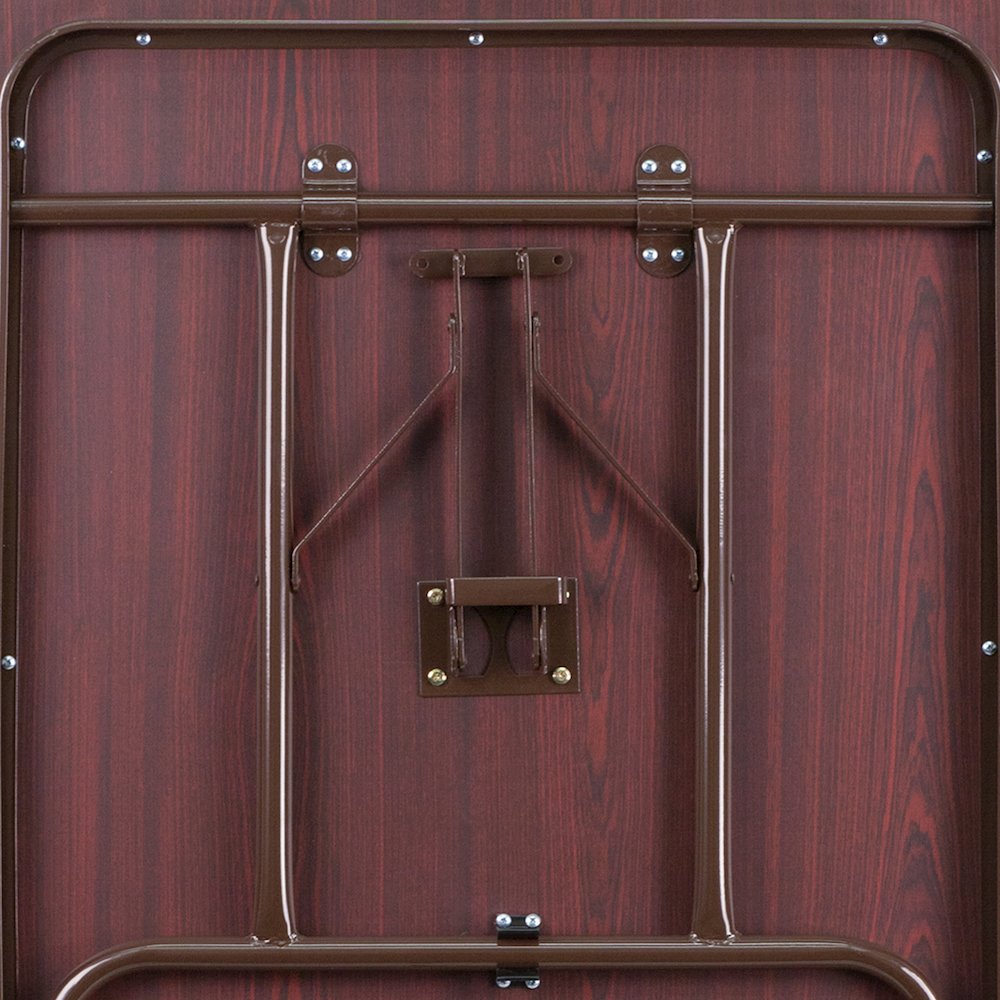 6-Foot Mahogany Melamine Laminate Folding Banquet Table. Picture 6