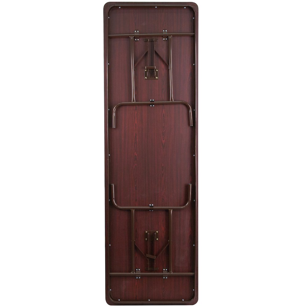 8-Foot Mahogany Melamine Laminate Folding Banquet Table. Picture 8