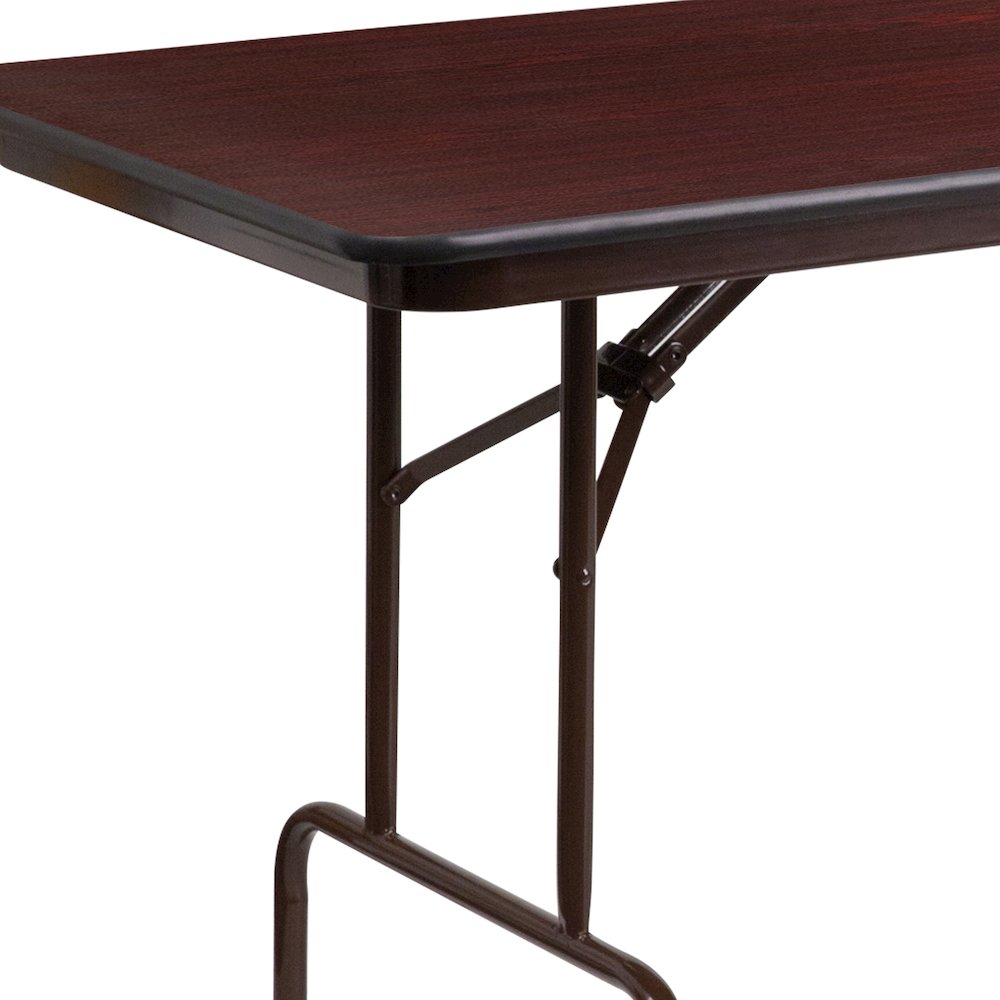 8-Foot Mahogany Melamine Laminate Folding Banquet Table. Picture 6