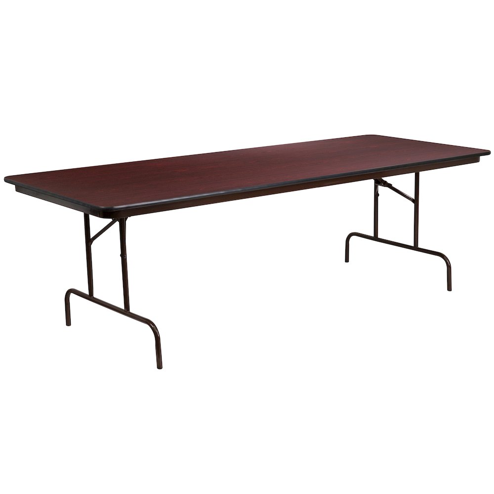 8-Foot Mahogany Melamine Laminate Folding Banquet Table. Picture 1