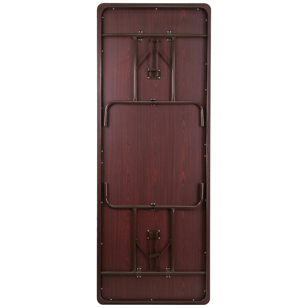 8-Foot Mahogany Melamine Laminate Folding Banquet Table. Picture 3