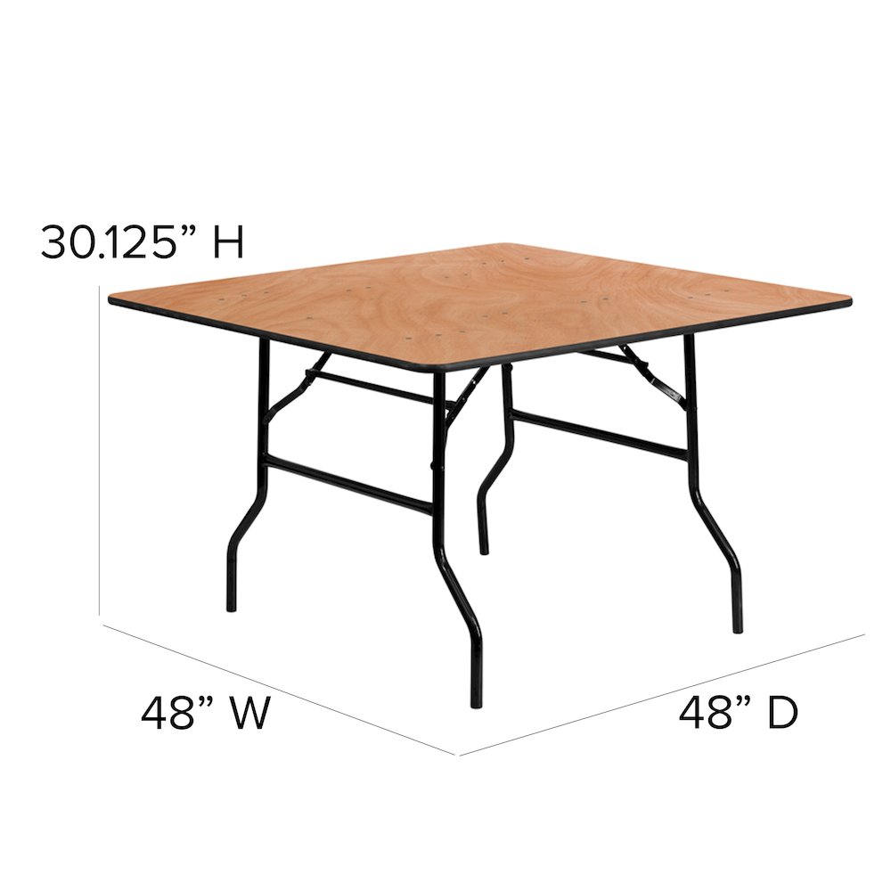 4-Foot Square Wood Folding Banquet Table. Picture 6
