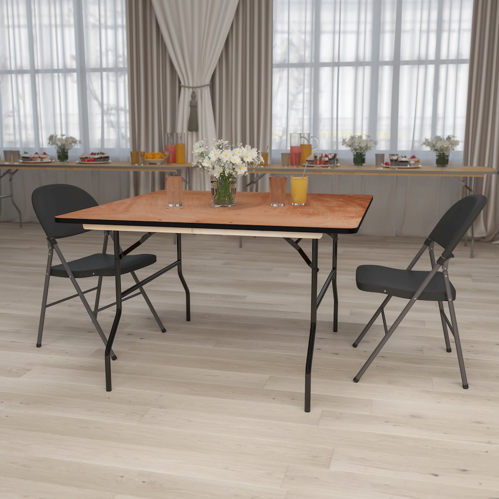 4-Foot Square Wood Folding Banquet Table. Picture 2
