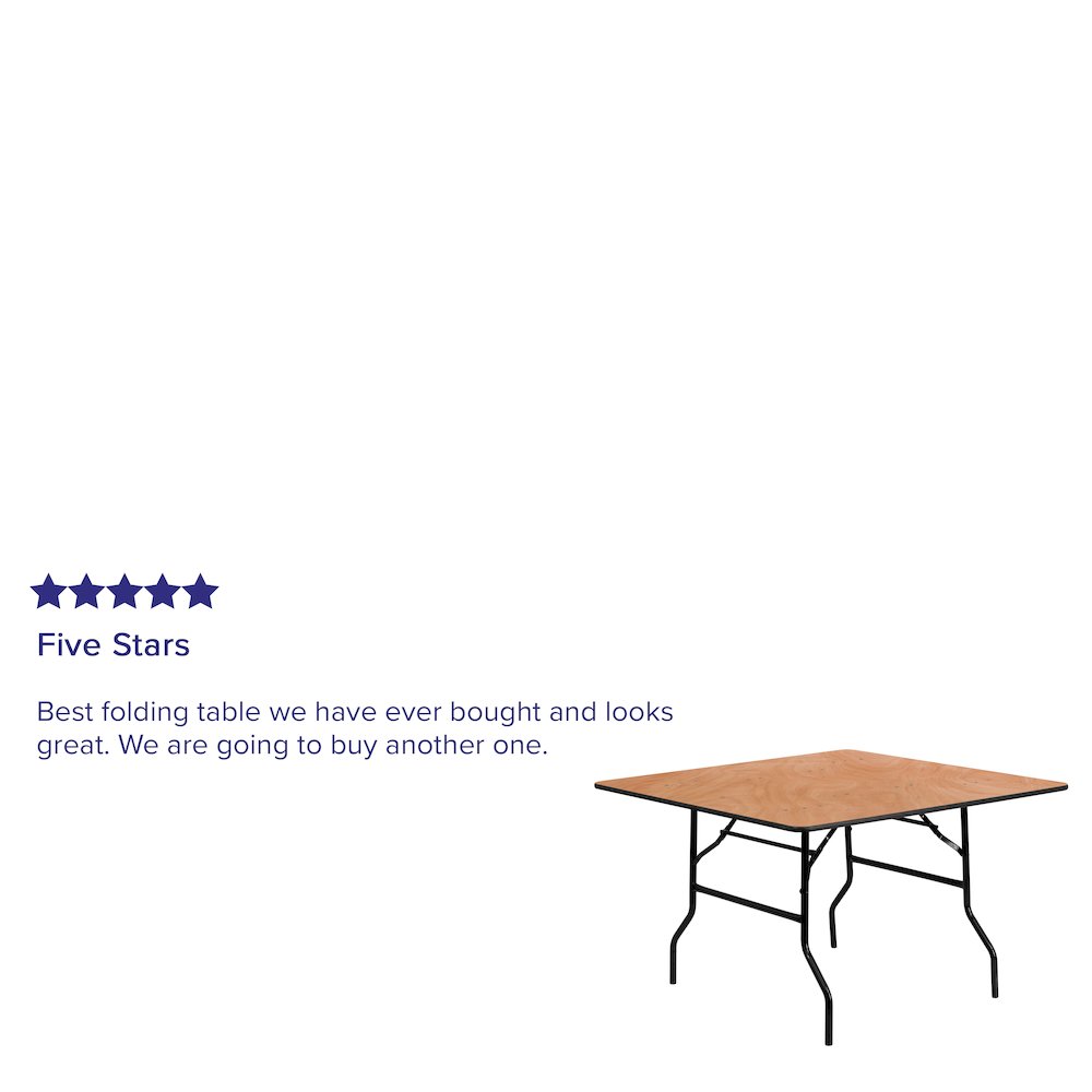 4-Foot Square Wood Folding Banquet Table. Picture 4