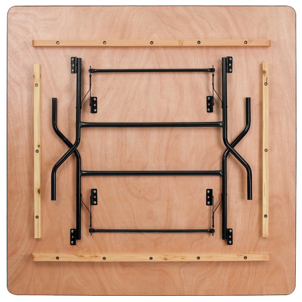 5-Foot Square Wood Folding Banquet Table. Picture 4