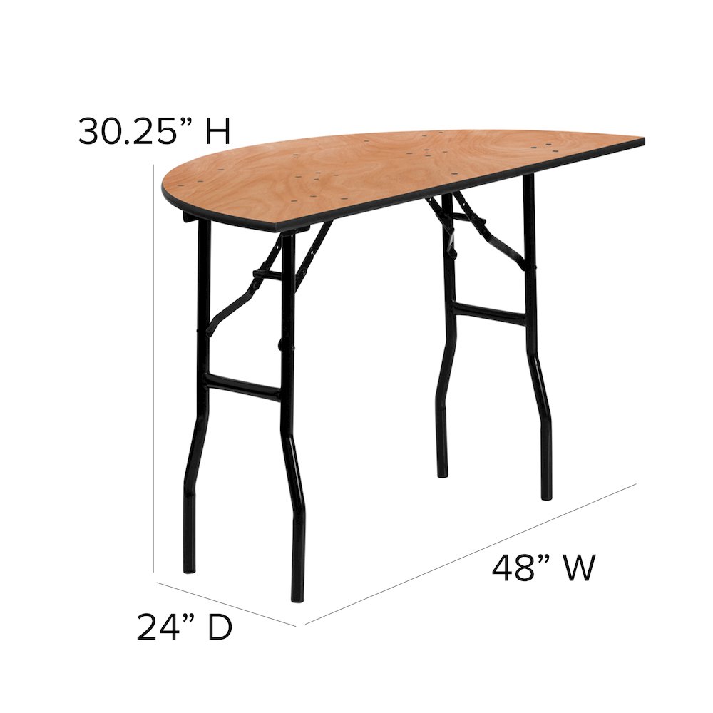 4-Foot Half-Round Wood Folding Banquet Table. Picture 6