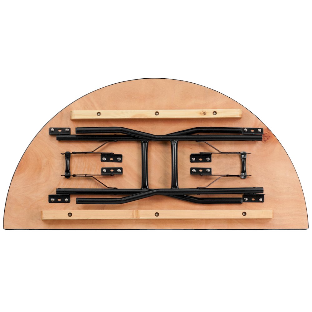 4-Foot Half-Round Wood Folding Banquet Table. Picture 2
