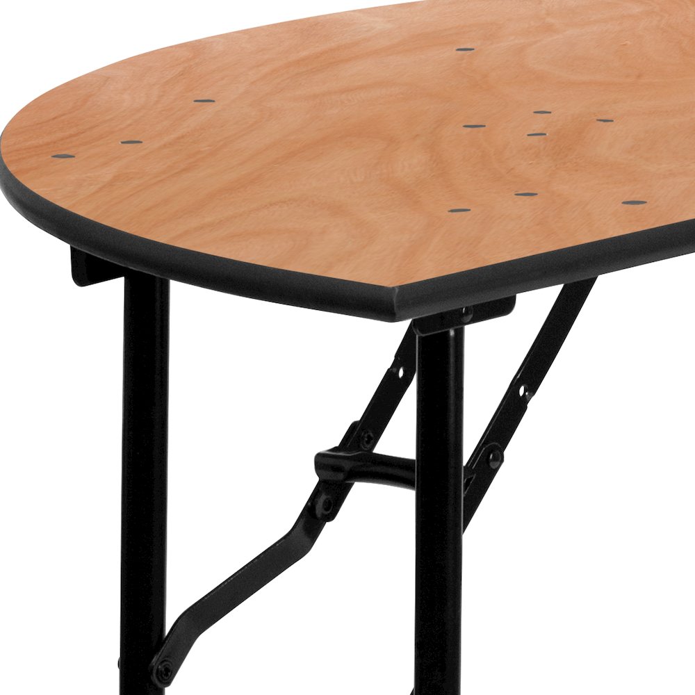 4-Foot Half-Round Wood Folding Banquet Table. Picture 7