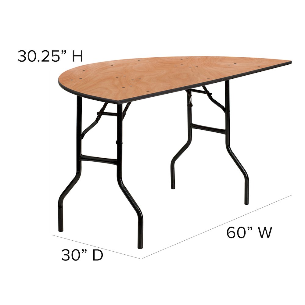 5-Foot Half-Round Wood Folding Banquet Table. Picture 6
